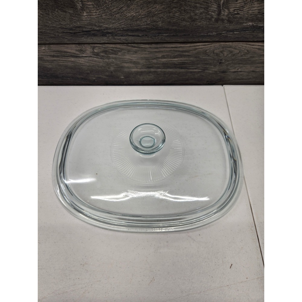 Vintage Pyrex DC1.5C Clear Glass Oval Casserole Lid Replacement Sunburst Knob